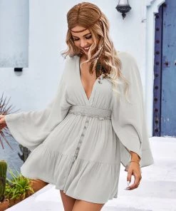 CUPSHE Germaine V-Neck Backless Elastic Waist Dress Dresses