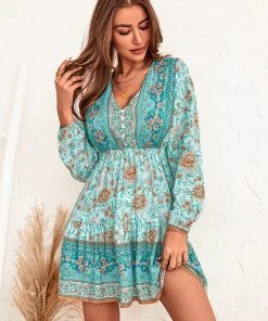 CUPSHE Dresses Gertie Puff Sleeve Ruching Mid Length A-shape Dress