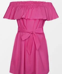 CUPSHE Marlene Pink Ruffle Off Shoulder Tie Waist Dress