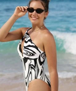CUPSHE Wild Ronarce Marble Print One Piece Swimsuit One Pieces