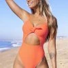 CUPSHE Dot Texture Bunny Tie Cutout One Piece Swimsuit One Pieces