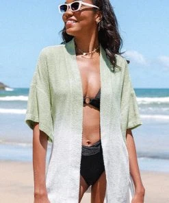 CUPSHE Dianna V-neck Open Front Tie Waist Kimono Cover Ups