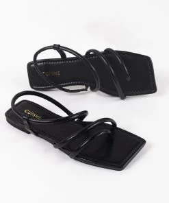CUPSHE Marni Black Flat Open Toe Sandals