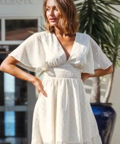 CUPSHE Maritza V-neck Short Sleeve Elastic Waist Dress Dresses