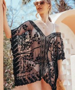 CUPSHE Grace Bay Black Lace Cover Up