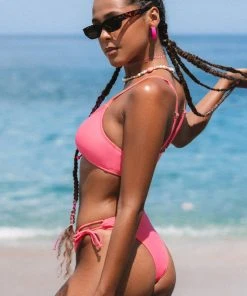 CUPSHE Swimwear UP TO 70% OFF Summer Glow Up Tie Bralette And Extra Cheeky Hipster Pink Bikini Set