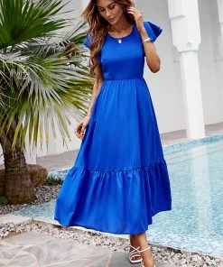 CUPSHE Verona Round Neck Flared Sleeve A-Shape Dress