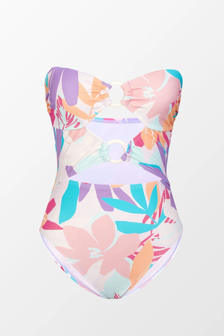 CUPSHE Multi Spring Double Ring Front Bandeau One Piece Swimsuit