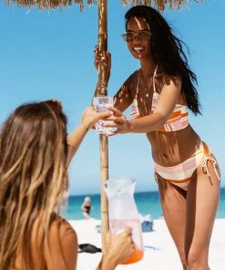 CUPSHE Swimwear UP TO 70% OFF Happy Stripe Tunneled Cutout Bralette And Hipster Set