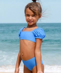 CUPSHE Vapor Wave Merrow Edge And Puff Sleeve Girls Bikini Set New In Bikinis ✨