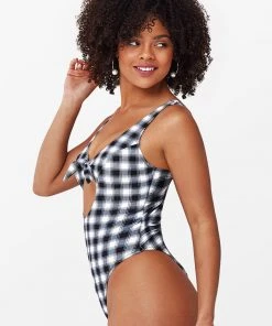 CUPSHE One Pieces Retro Gingham Bowknot Cutout One Piece Swimsuit