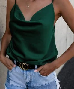 CUPSHE Margareta Drape Collar Sleeveless Fitted Top