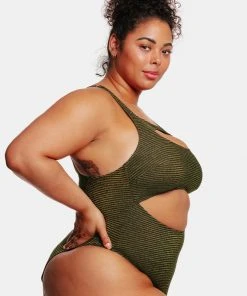 CUPSHE Love Los Angeles Ribbed Cutout Plus Size One Piece Swimsuit