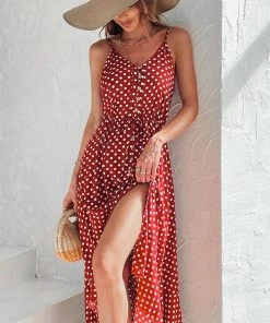 CUPSHE Elliott V-neck Mid Length Dots Dress Dresses