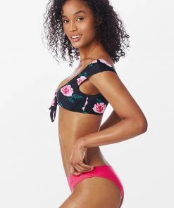 CUPSHE Floral Print Capped Sleeve Knotted Bikini