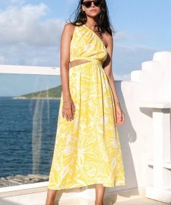 CUPSHE Ashly Floral One Shoulder Cut-out Dress Dresses