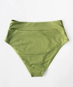 CUPSHE Green Textured High Waisted Bikini Bottom