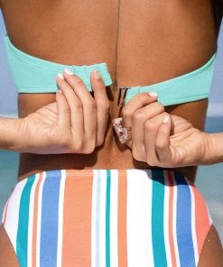 CUPSHE Bandeau & Coastal Stripes Cheeky High Waist Bikini Set