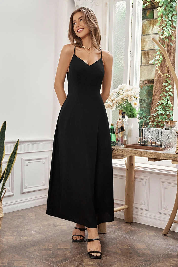 CUPSHE Champagne Backless Zipper Strap A-Shape Dress Dresses