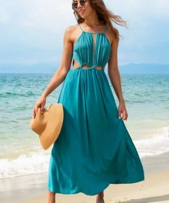 CUPSHE Ruth Moss Green Keyhole Cutout Sleeveless Dress Dresses