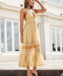CUPSHE Madalynn Frill Backless Plunge Slip Dress Dresses