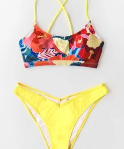 CUPSHE Bright Floral Print Bikini