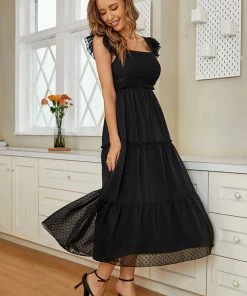 CUPSHE Margareta Square Neck Frill Half Sleeves A-Shape Dress