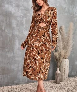 CUPSHE Addy Cutout Geometric Print A-Shape Dress