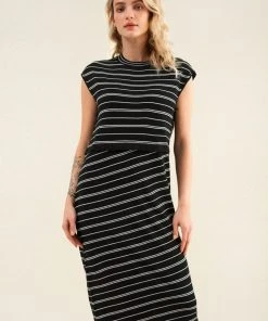 CUPSHE Tuesday Striped Cap Sleeve Midi Dress
