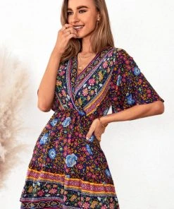 CUPSHE Dresses Gabby V-neck Tie Waist Ruffle Wrap Dress