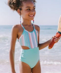 CUPSHE Pleasant Stripe Girls’ Cutout One Piece Swimsuit One Pieces