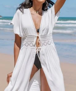 CUPSHE Cover Ups Drina Plunge Open Front Tie Cover Up