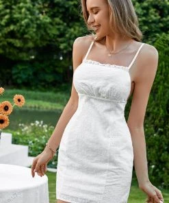 CUPSHE Dresses Gerda Lace Trims Backless Ruching Dress