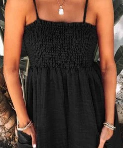 CUPSHE Demetria Square Neck Smocking Jumpsuit Going Out Dresses