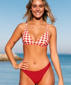 CUPSHE Mariam Gingham Triangle Reversible Low Waisted Bikini Bikinis