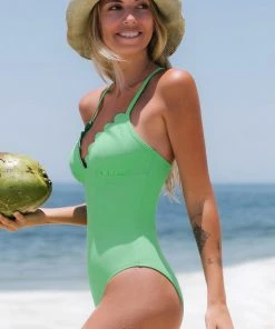 CUPSHE Joyful Retro Scalloped One Piece Swimsuit One Pieces