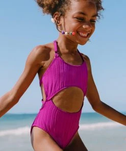 CUPSHE One Pieces Breezy Rib Girls' Cutout One Piece Swimsuit