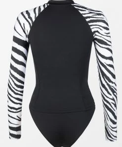 CUPSHE Swimwear UP TO 70% OFF Zahra Zebra Print High Neck Long Sleeve Tankini