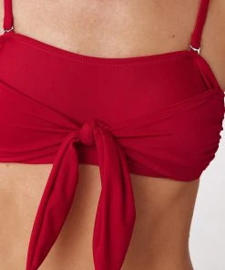 CUPSHE Cassandra Bandeau Mid Waisted Red Bikini