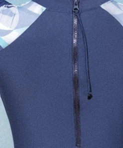 CUPSHE One Pieces Modern Geo Zip Back Long Sleeve Swimsuit