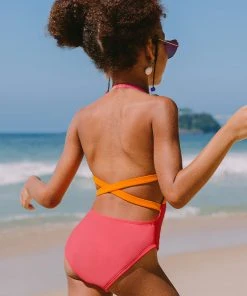 CUPSHE Santorini Solid Girls’ Cutout One Piece Swimsuit One Pieces