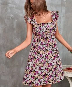 CUPSHE Dresses Kenya Ditsy Square Neck Cut Out Dress