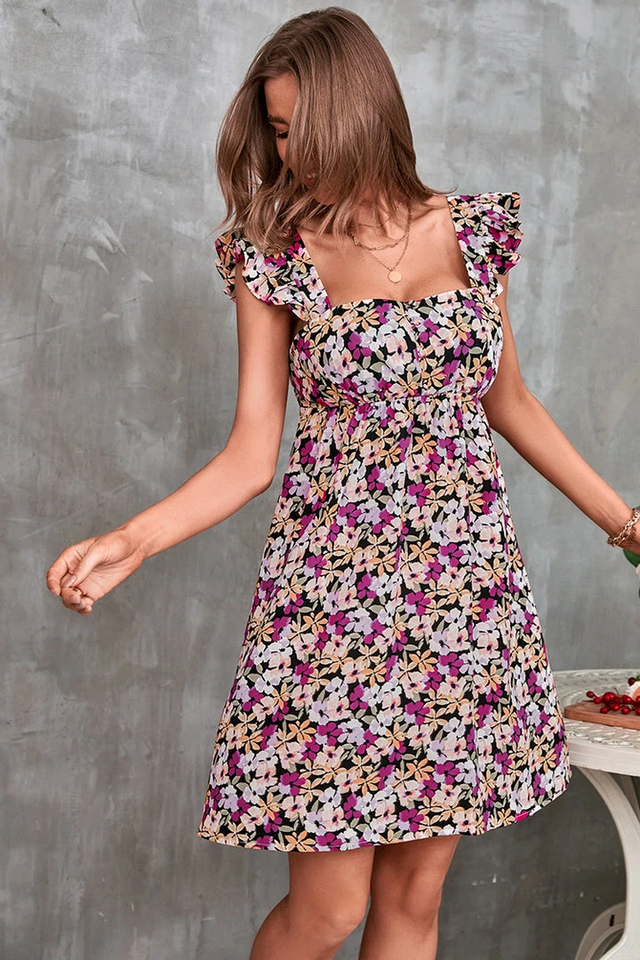 CUPSHE Dresses Kenya Ditsy Square Neck Cut Out Dress