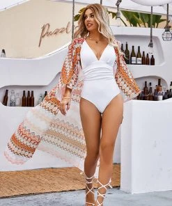 CUPSHE Alethea Long Sleeve Open Front Kimono Cover Ups