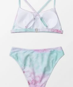 CUPSHE Tie-Dye High Waisted Bikini Swimwear UP TO 70% OFF