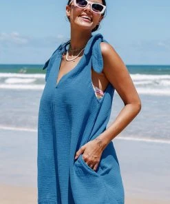 CUPSHE Sydni Blue V-neck Sleeveless Cover Up