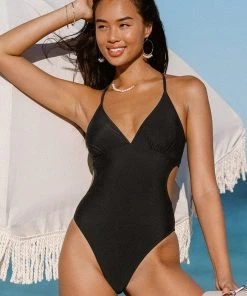 CUPSHE Kasey Black Cutout Back One Piece Swimsuit