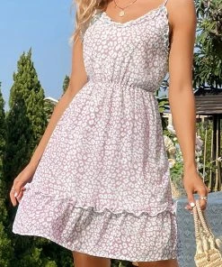 CUPSHE Kyleigh V-neck Elastic Waist Ruffle Slip Dress Dresses