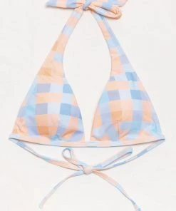 CUPSHE Swimwear BOGO 40% OFF Jaida Checkered Back Tie Halter Bikini Top