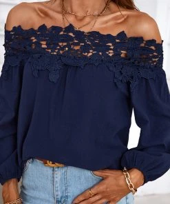 CUPSHE Accs & Clothing Persephone Long Sleeve Contrast Lace Loose Top